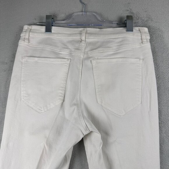 Express Skyscraper Bootcut Jeans Womens 14R Ankle Slit Mid Rise Pintuck White - Picture 7 of 16